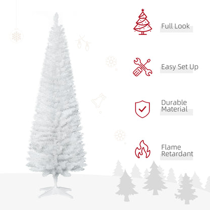 MegaMart 6' Artificial Pencil Christmas Tree, Slim Xmas Tree with 390 Realistic Branch Tips and Plastic Stand, White