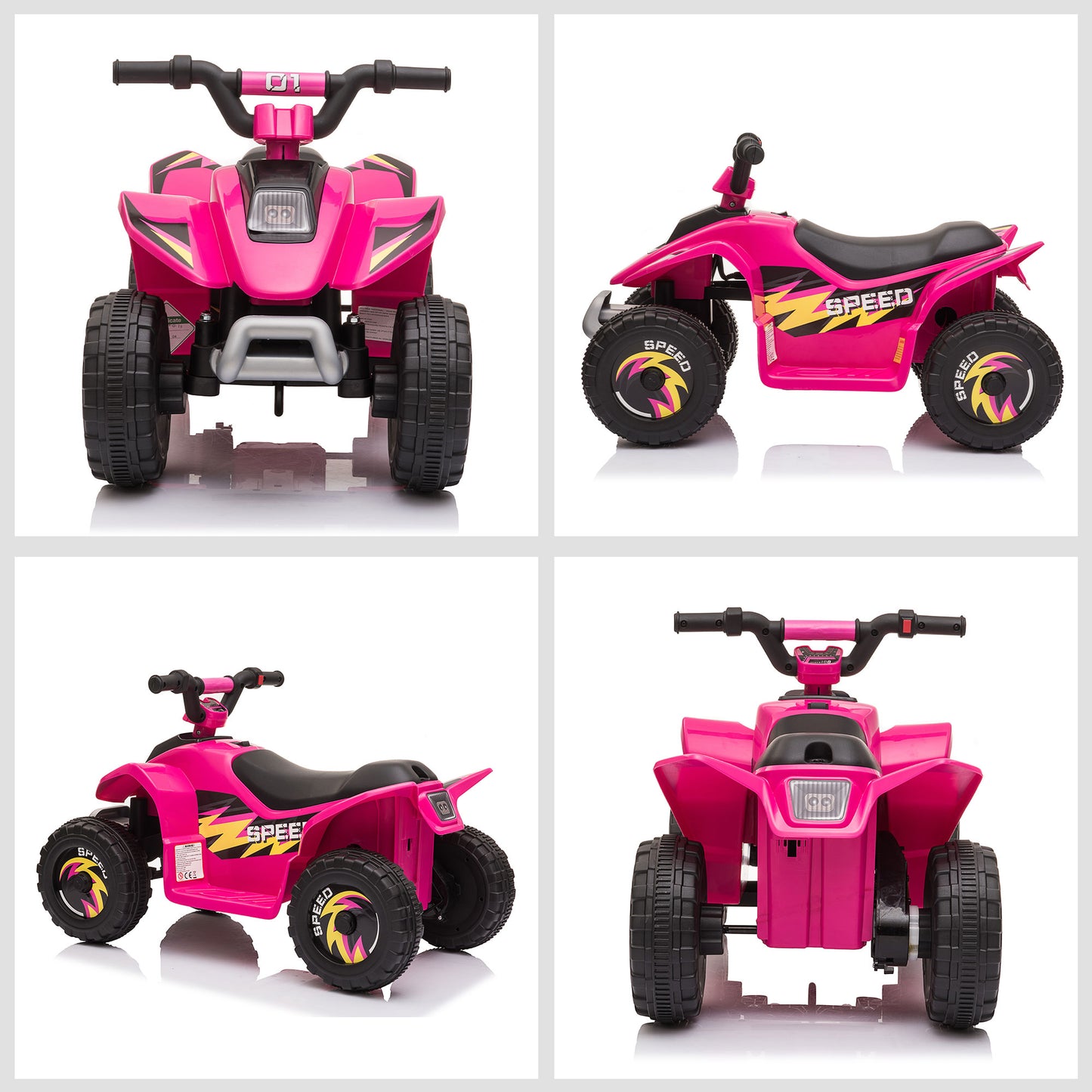 MegaMart 6V Kids ATV 4-Wheeler Ride on Car, Electric Motorized Quad Battery Powered Vehicle with Forward/Reverse Switch for 18-36 Months Old Toddlers, Pink
