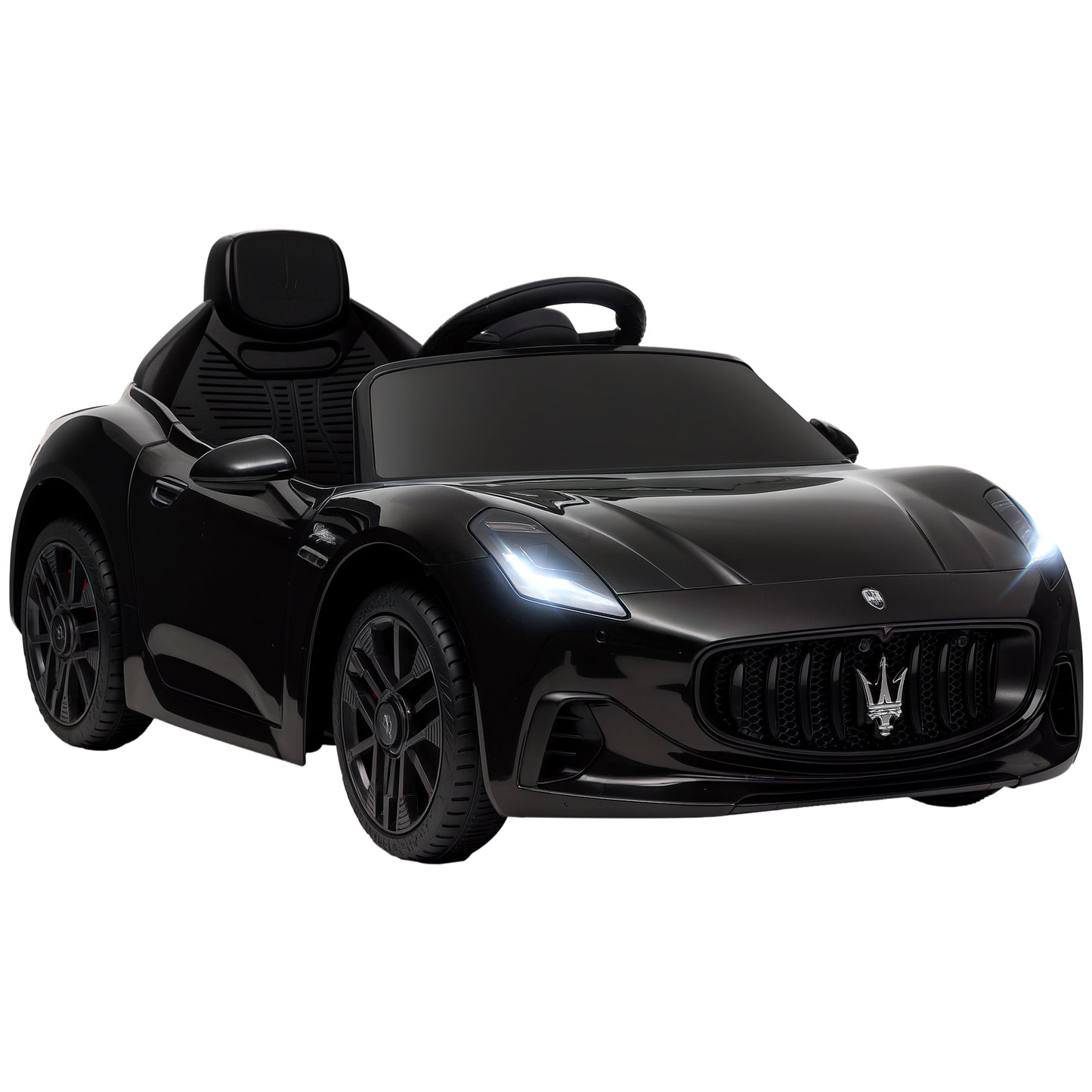 MegaMart Maserati Gran Turismo Licensed 12V Kids Electric Car w/ Remote Control, Soft Start, LED Lights, Music, Horn, Black