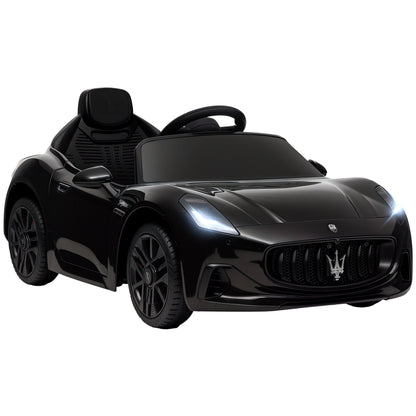 MegaMart Maserati Gran Turismo Licensed 12V Kids Electric Car w/ Remote Control, Soft Start, LED Lights, Music, Horn, Black