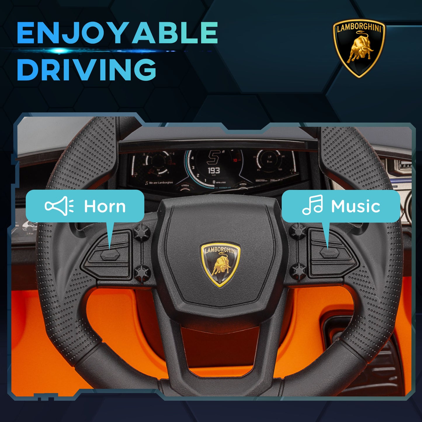 MegaMart Lamborghini Revuelto Licensed 12V Kids Ride on Car Electric Car w/ Hydraulic Doors, Remote, Transport Wheels, Orange