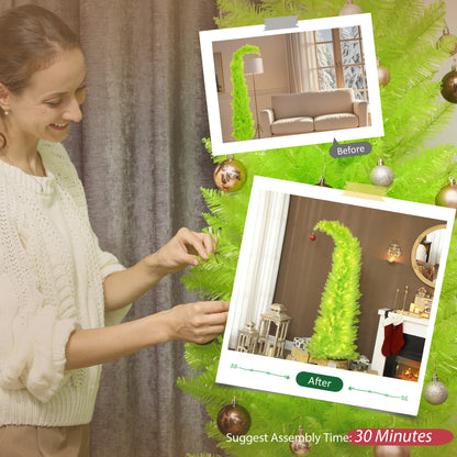 MegaMart 6 ft Whimsical Christmas Tree, Pencil Xmas Tree with with Red Ball, Metal Base, Prelit with 230 LED Lights