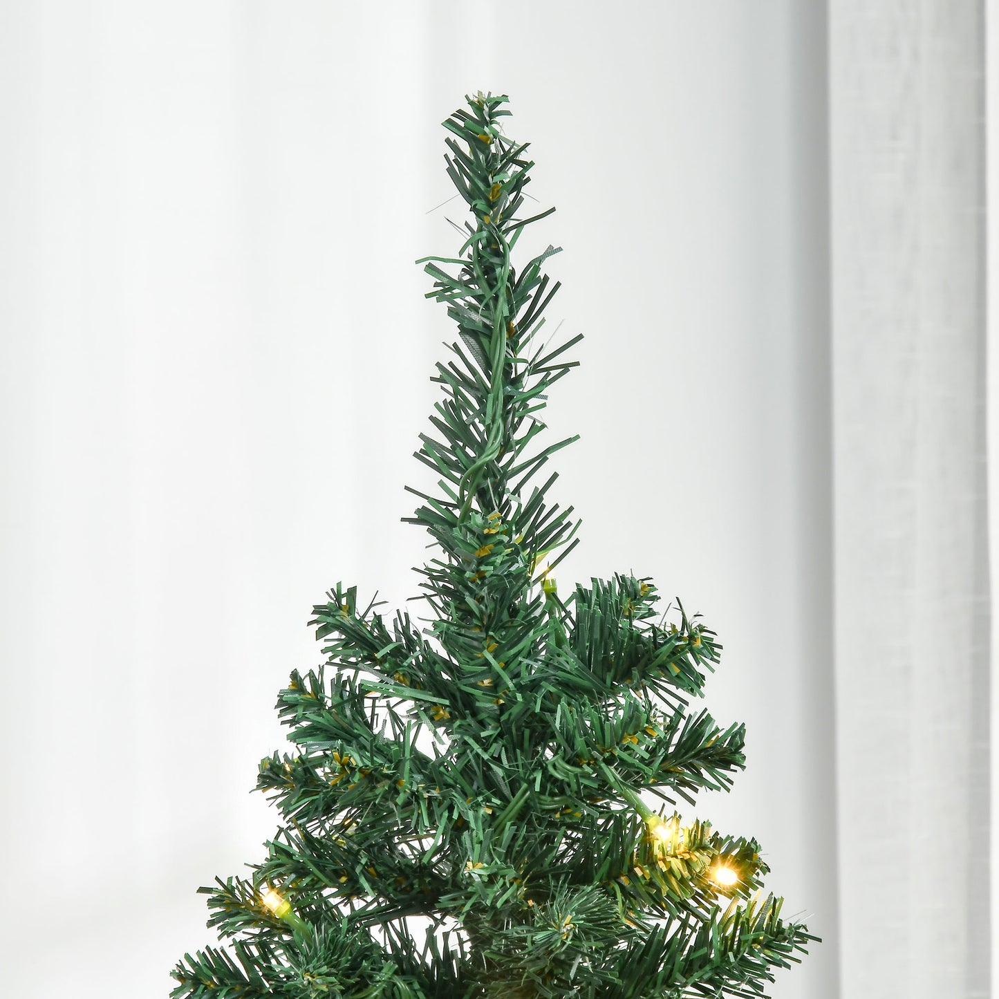 MegaMart 5' Tall Pre-Lit Slim Noble Fir Artificial Pencil Christmas Tree with Realistic Branches, 110 Warm White LED Lights and 294 Tips, Green
