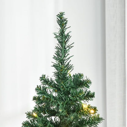 MegaMart 5' Tall Pre-Lit Slim Noble Fir Artificial Pencil Christmas Tree with Realistic Branches, 110 Warm White LED Lights and 294 Tips, Green