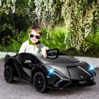 MegaMart 12V Lamborghini SIAN Licensed Electric Car for kids with Remote Control, Horn, Music, & Headlights, Black