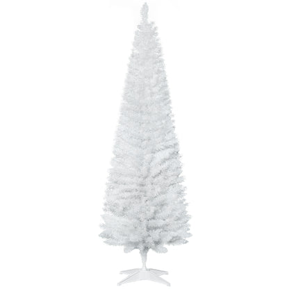 MegaMart 6' Artificial Pencil Christmas Tree, Slim Xmas Tree with 390 Realistic Branch Tips and Plastic Stand, White