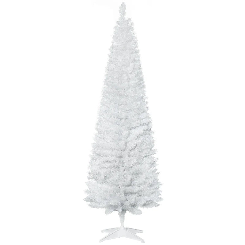 MegaMart 6' Artificial Pencil Christmas Tree, Slim Xmas Tree with 390 Realistic Branch Tips and Plastic Stand, White