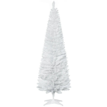 MegaMart 6' Artificial Pencil Christmas Tree, Slim Xmas Tree with 390 Realistic Branch Tips and Plastic Stand, White