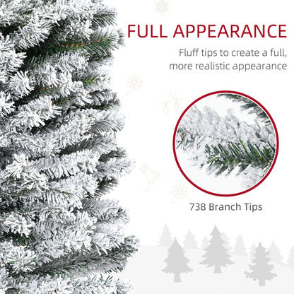 MegaMart 7.5ft Artificial Snow Flocked Christmas Tree, Winter Style Holiday Xmas Pencil Tree with Foldable Steel Stand Home Indoor Decoration, Green Slim Unlit Pine Hinged PVC | AosomLoading...Loading...Loading...Loading...Loading...Loading...Loading