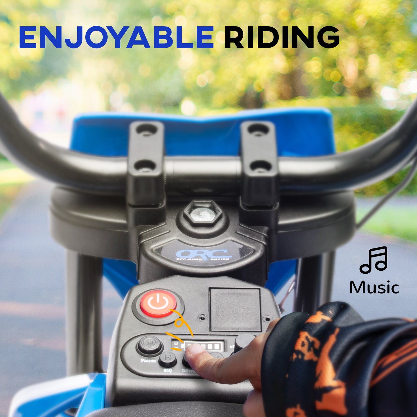 MegaMart 12V Kids Electric Motorcycle w/ Twist Grip Throttle, Training Wheels, Rear Suspension & Music, Blue