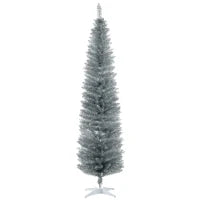 MegaMart 7FT Decorated Christmas Tree, Pencil Christmas Tree with 499 Realistic Branch Tips and Plastic Stand, Silver