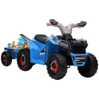 MegaMart 6V Electric Toy Car with Back Trailer, Forward Backward, Wear-Resistant Wheels for Ages 18-36 Months, Blue