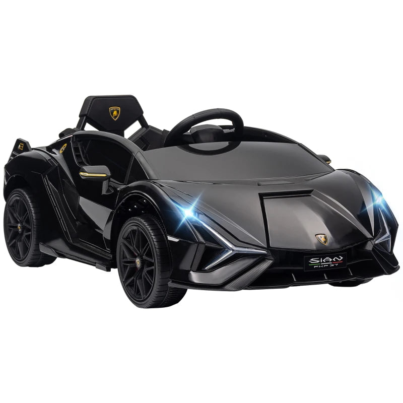 MegaMart 12V Lamborghini SIAN Licensed Electric Car for kids with Remote Control, Horn, Music, & Headlights, Black