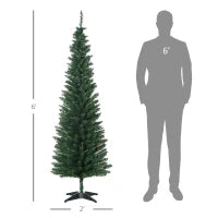 MegaMart 6' Artificial Pencil Christmas Tree, Slim Xmas Tree with 390 Realistic Branch Tips and Plastic Stand, Green