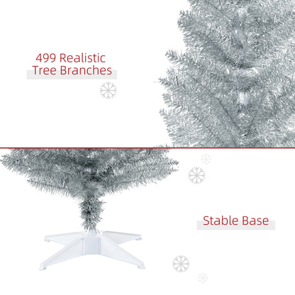 MegaMart 7FT Decorated Christmas Tree, Pencil Christmas Tree with 499 Realistic Branch Tips and Plastic Stand, Silver