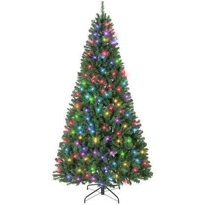 MegaMart 7.5ft Prelit Christmas Tree with RGB Dynamic LEDs, Remote Control, Daily Timer, Hinged Xmas Tree, Easy Assembly