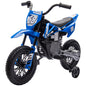 MegaMart 12V Kids Electric Motorcycle w/ Twist Grip Throttle, Training Wheels, Rear Suspension & Music, Blue