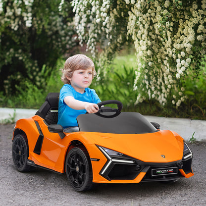 MegaMart Lamborghini Revuelto Licensed 12V Kids Ride on Car Electric Car w/ Hydraulic Doors, Remote, Transport Wheels, Orange