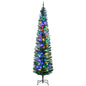 MegaMart 7' Artificial Pencil Christmas Trees Holiday Decoration with Colorful LED Lights, Steel Base, Skinny Shape