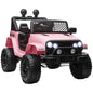 MegaMart 12V Kids Ride On Truck with Parent Remote Control, Battery Powered Electric Car with Spring Suspension, Adjustable Speed, LED Lights and Horn, Pink