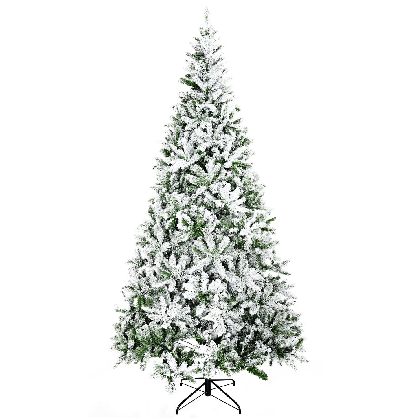 MegaMart 9' Tall Unlit Snow Flocked Pine Artificial Christmas Tree with Realistic Branches, Green