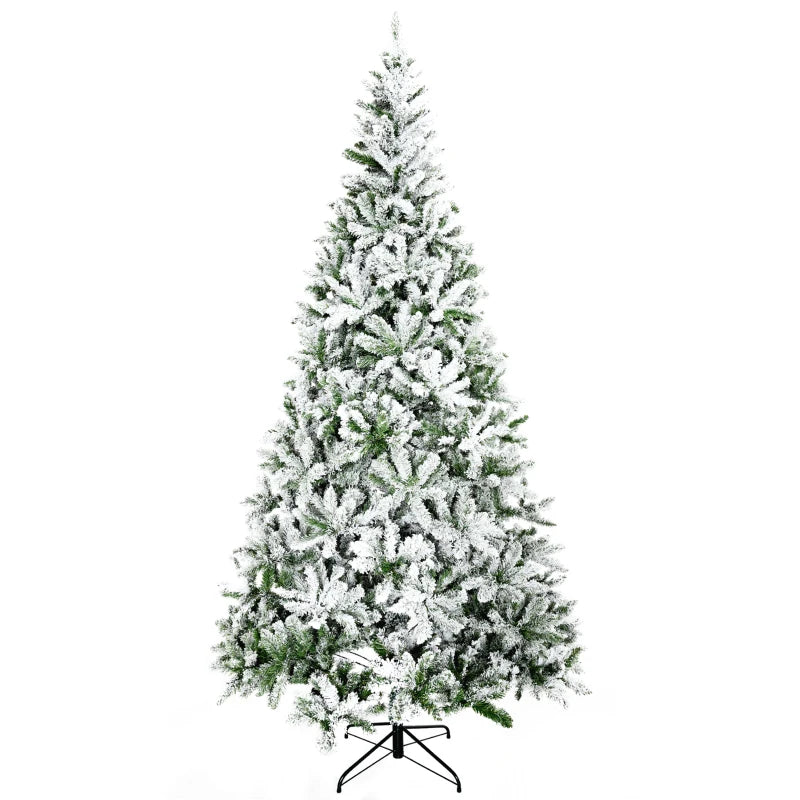 MegaMart 9' Tall Unlit Snow Flocked Pine Artificial Christmas Tree with Realistic Branches, Green