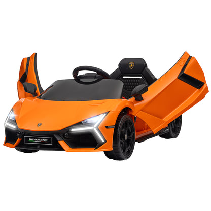 MegaMart Lamborghini Revuelto Licensed 12V Kids Ride on Car Electric Car w/ Hydraulic Doors, Remote, Transport Wheels, Orange