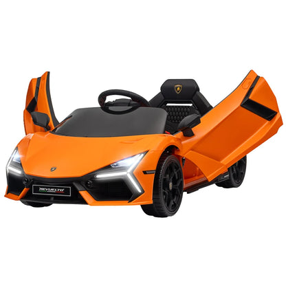 MegaMart Lamborghini Revuelto Licensed 12V Kids Ride on Car Electric Car w/ Hydraulic Doors, Remote, Transport Wheels, Orange