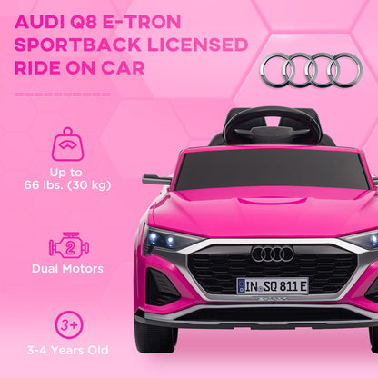 MegaMart Audi Q8 e-tron Sportback Licensed 12V Battery Powered Kids Electric Car w/ Spring Suspension, Soft Start, Pink