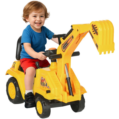 HOMCOM 2-in-1 Ride On Excavator Cart – Yellow