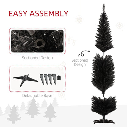 MegaMart 8ft Unlit Pencil Artificial Christmas Tree with Realistic Branches and 618 Tips, Plastic Base, Black