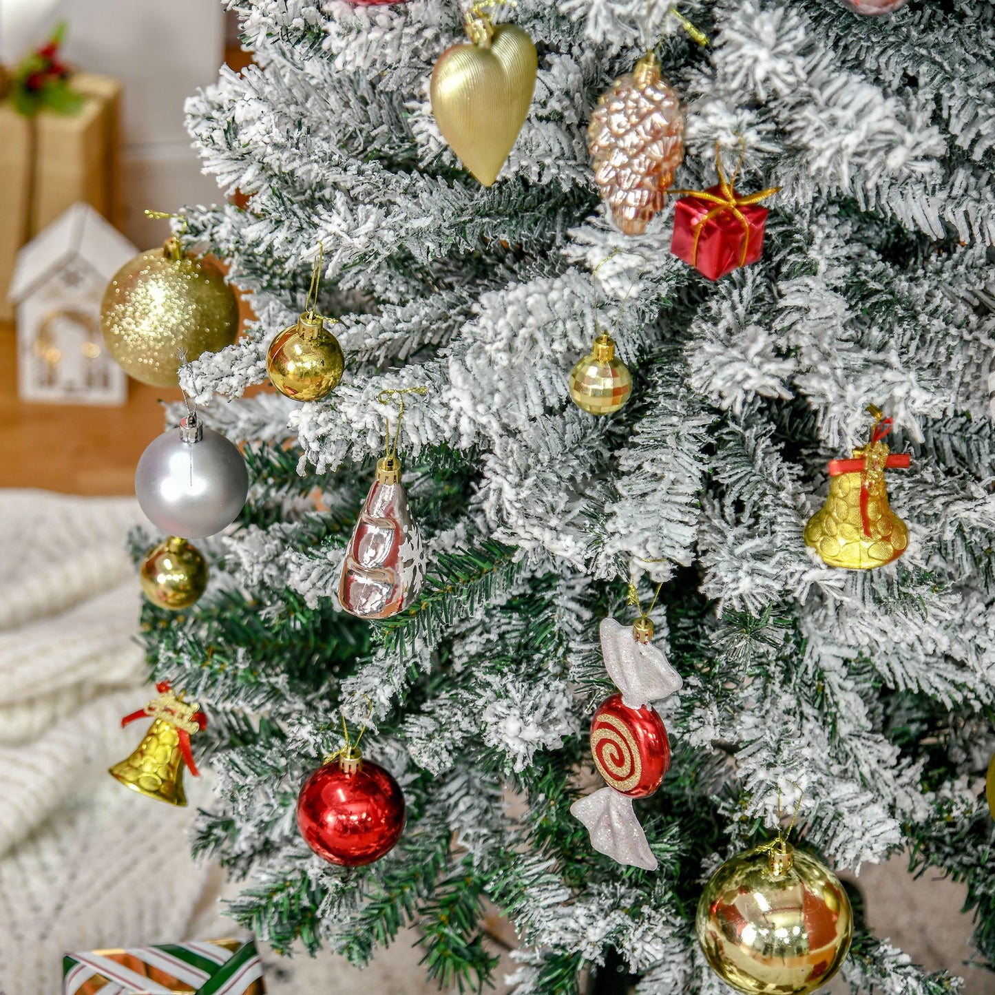 MegaMart 7.5ft Artificial Snow Flocked Christmas Tree, Winter Style Holiday Xmas Pencil Tree with Foldable Steel Stand Home Indoor Decoration, Green Slim Unlit Pine Hinged PVC | AosomLoading...Loading...Loading...Loading...Loading...Loading...Loading