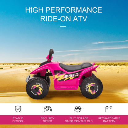 MegaMart 6V Kids ATV 4-Wheeler Ride on Car, Electric Motorized Quad Battery Powered Vehicle with Forward/Reverse Switch for 18-36 Months Old Toddlers, Pink