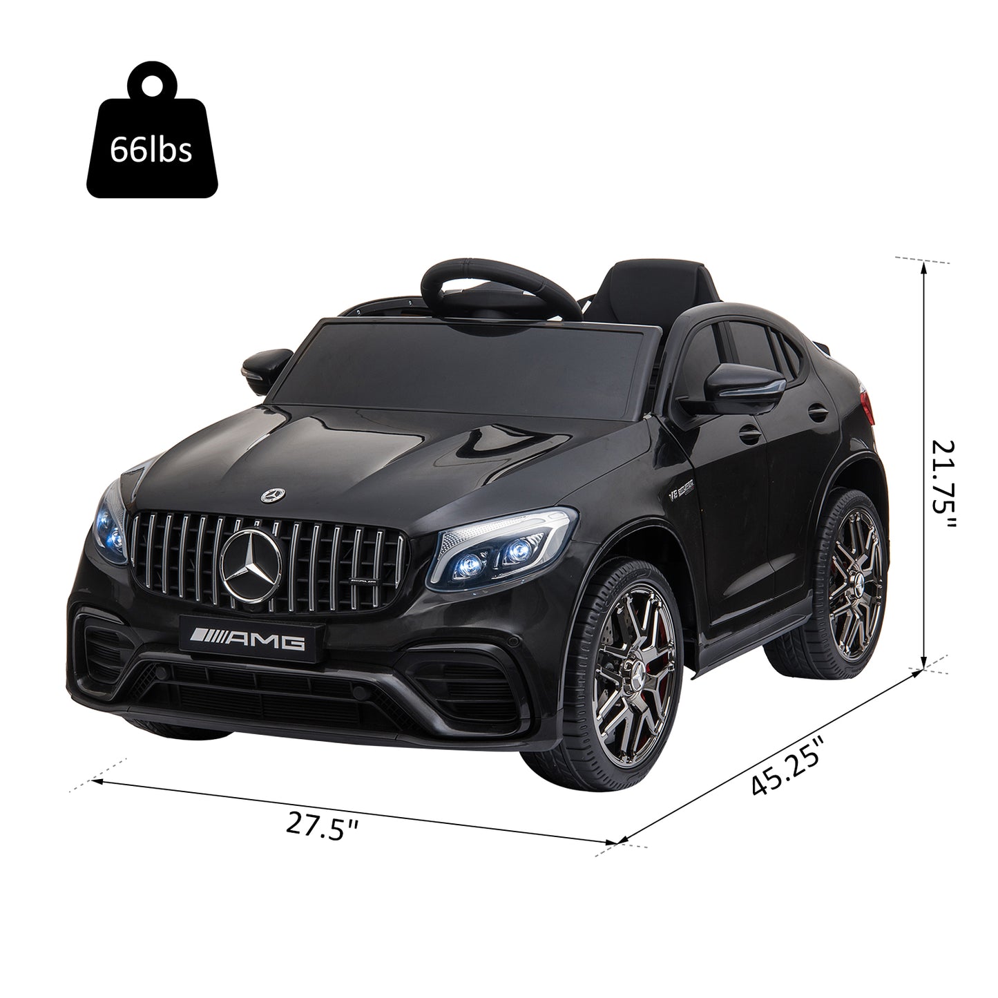MegaMart Toddler Ride On Car (Mercedes Benz AMG GLC63S Coupe) Electric Kids Ride On Car with 2 Speed, MP3 Player, Light, Horn, Songs, Suspension - Fun for Toddlers and Kids - Black