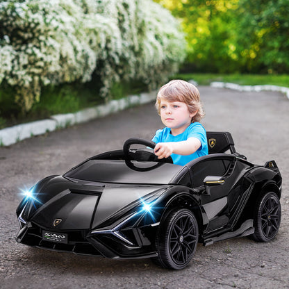 MegaMart 12V Lamborghini SIAN Licensed Electric Car for kids with Remote Control, Horn, Music, & Headlights, Black