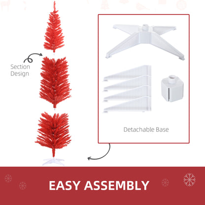 MegaMart 7FT Decorated Christmas Tree, Pencil Christmas Tree with 499 Realistic Branch Tips and Plastic Stand, Red