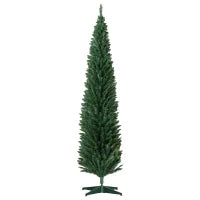 MegaMart 8ft Unlit Pencil Artificial Christmas Tree with Realistic Branches and 618 Tips, Plastic Base, Green