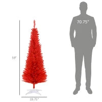 MegaMart 5FT Decorated Christmas Tree, Pencil Christmas Tree with 294 Realistic Branch Tips and Plastic Stand, Red