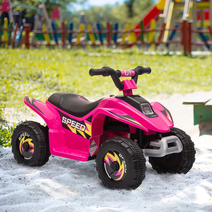 MegaMart 6V Kids ATV 4-Wheeler Ride on Car, Electric Motorized Quad Battery Powered Vehicle with Forward/Reverse Switch for 18-36 Months Old Toddlers, Pink