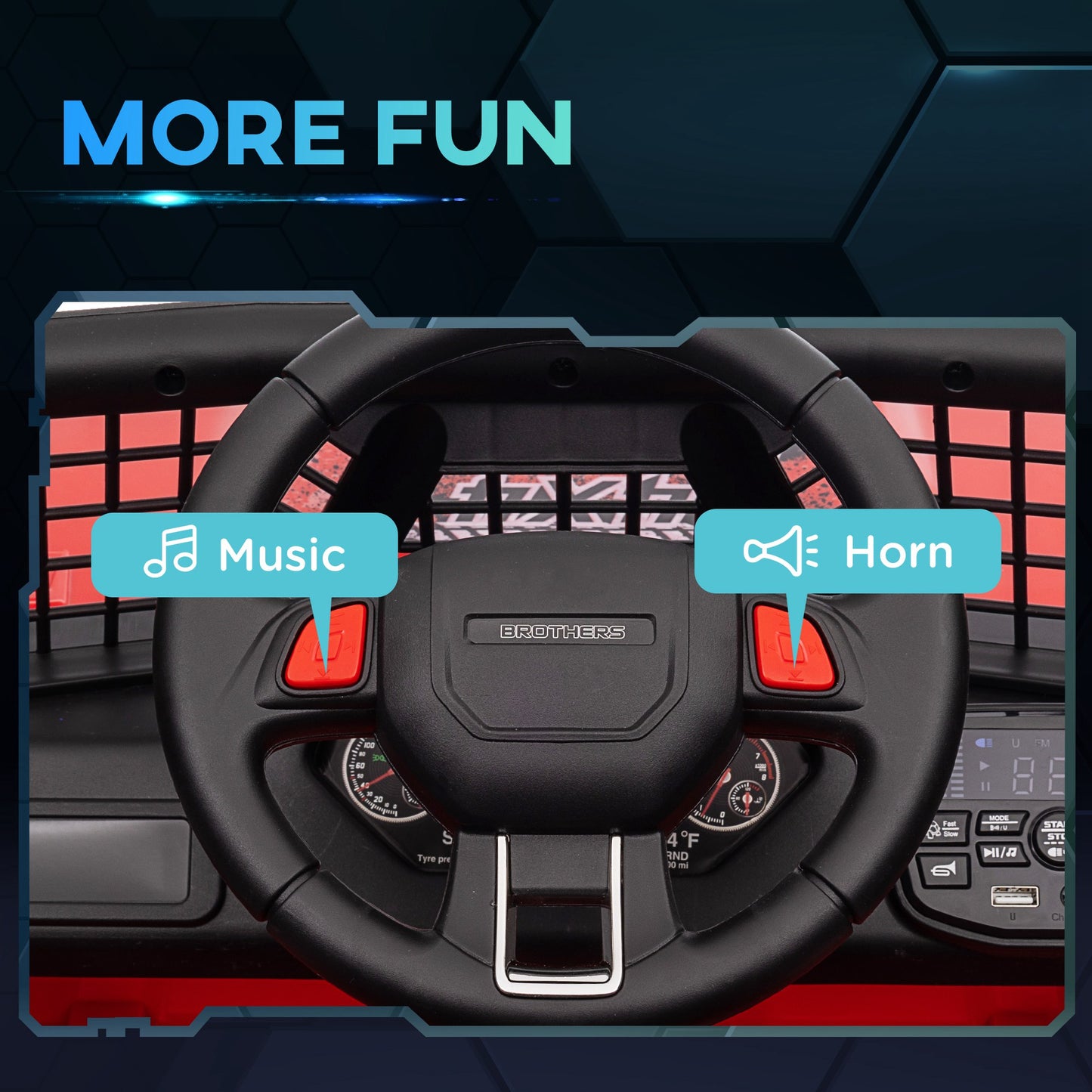 MegaMart 12V Ride on Car, Ride on Truck w/ Remote, 4 Suspension Wheels, 3 MPH Max Speed, Music, Horn & Lights, Red