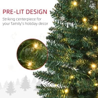MegaMart 5' Tall Pre-Lit Slim Noble Fir Artificial Pencil Christmas Tree with Realistic Branches, 110 Warm White LED Lights and 294 Tips, Green