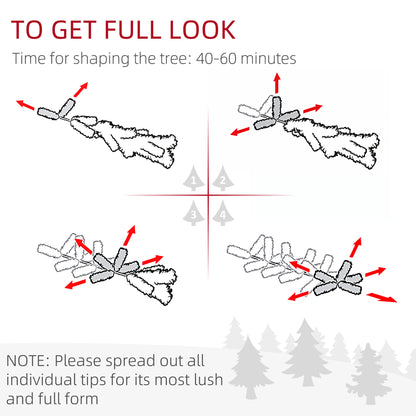 MegaMart 7.5 FT Artificial Christmas Tree, Flocked Hinged Xmas Tree with 1218 Tips, Steel Base, Auto Open, Green