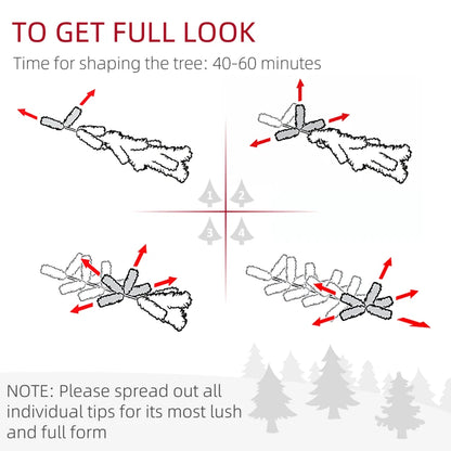 MegaMart 7.5 FT Artificial Christmas Tree, Flocked Hinged Xmas Tree with 1218 Tips, Steel Base, Auto Open, Green