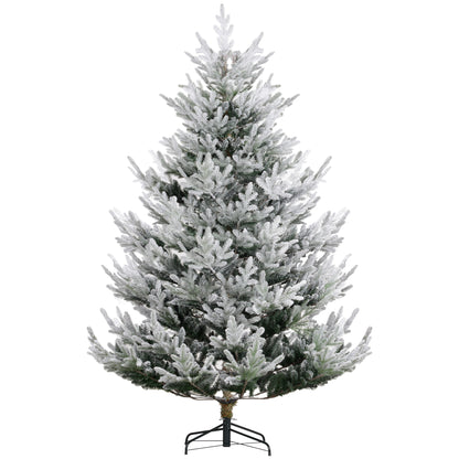 MegaMart 7.5 FT Artificial Christmas Tree, Flocked Hinged Xmas Tree with 1218 Tips, Steel Base, Auto Open, Green