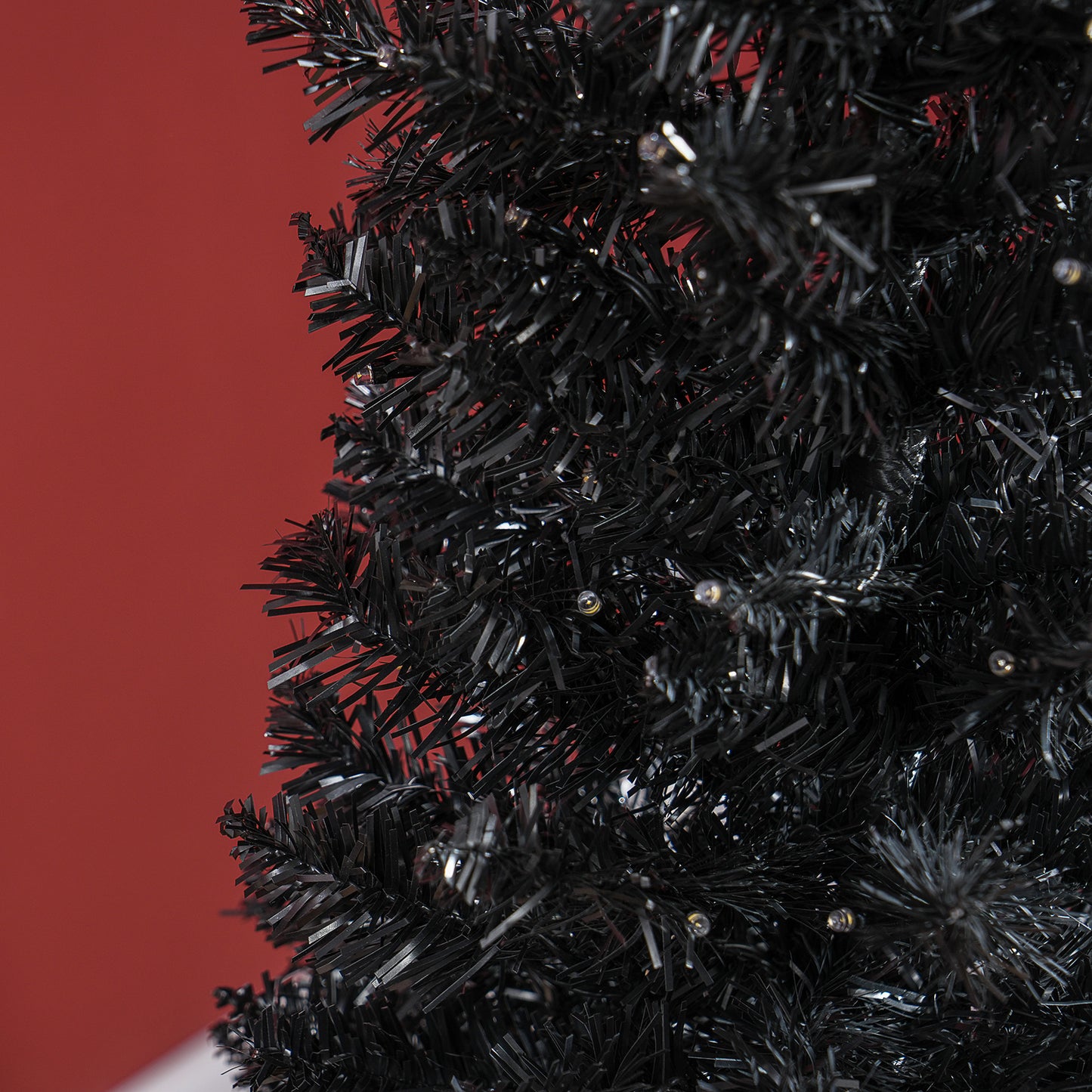 MegaMart 6ft Pencil Christmas Tree, Slim Artificial Christmas Tree with Realistic Branches and Warm White LED Lights, Black