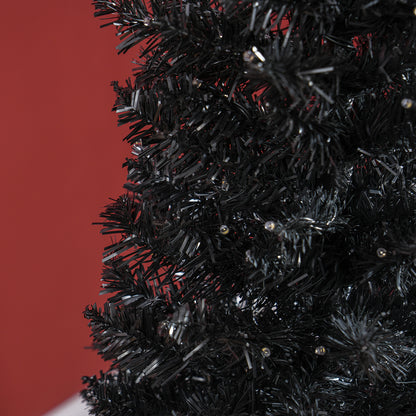 MegaMart 6ft Pencil Christmas Tree, Slim Artificial Christmas Tree with Realistic Branches and Warm White LED Lights, Black