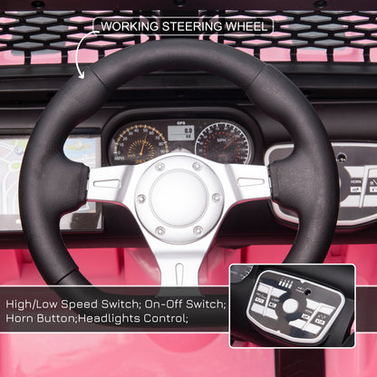 MegaMart 12V Kids Ride On Truck with Parent Remote Control, Battery Powered Electric Car with Spring Suspension, Adjustable Speed, LED Lights and Horn, Pink