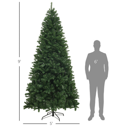 MegaMart 9ft Artificial Christmas Trees with 2132 Branch Tips, Auto Open and Steel Base, Green
