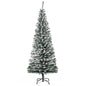 MegaMart 6ft Flocked Christmas Tree, Pencil Artificial Xmas Tree with Faux Snow, Dense Branches, Foldable Metal Base for Indoor Holiday Decor