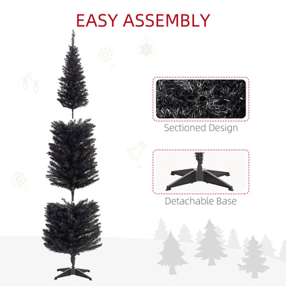 MegaMart 7ft Pencil Christmas Tree, Slim Artificial Christmas Tree with Realistic Branches and Warm White LED Lights, Black